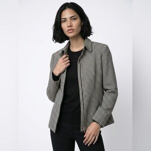 Ralph Lauren Houndstooth Zip-Front Blazer Wool Jacket - Office, Sophisticated